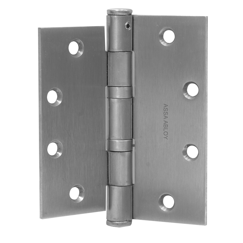 McKinney TA2714-5 x 4 1/2-US26D-Interim Full Mortise Bearing Hinge, 5-Knuckle, Interim Unequal Leaf, Standard Weight, 5" x 4 1/2", Square Corner, 626 Satin Chrome Finish