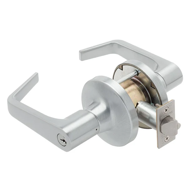 Falcon TM581-P6-DAN-626 Extra Heavy Duty Cylindrical Lock, Storeroom, Dane Lever, 6-Pin Schlage C Keyway Cylinder, Keyed Different, 2-3/4" Backset, ASA 4 7/8 Strike. Grade 1, Non Handed, US26D Satin Chrome Finish