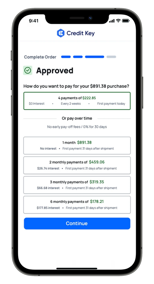 Receive an instant decision