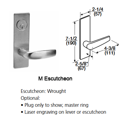 Corbin Russwin ML2057-NSA-LC Storeroom or Closet Mortise Lock, Newport