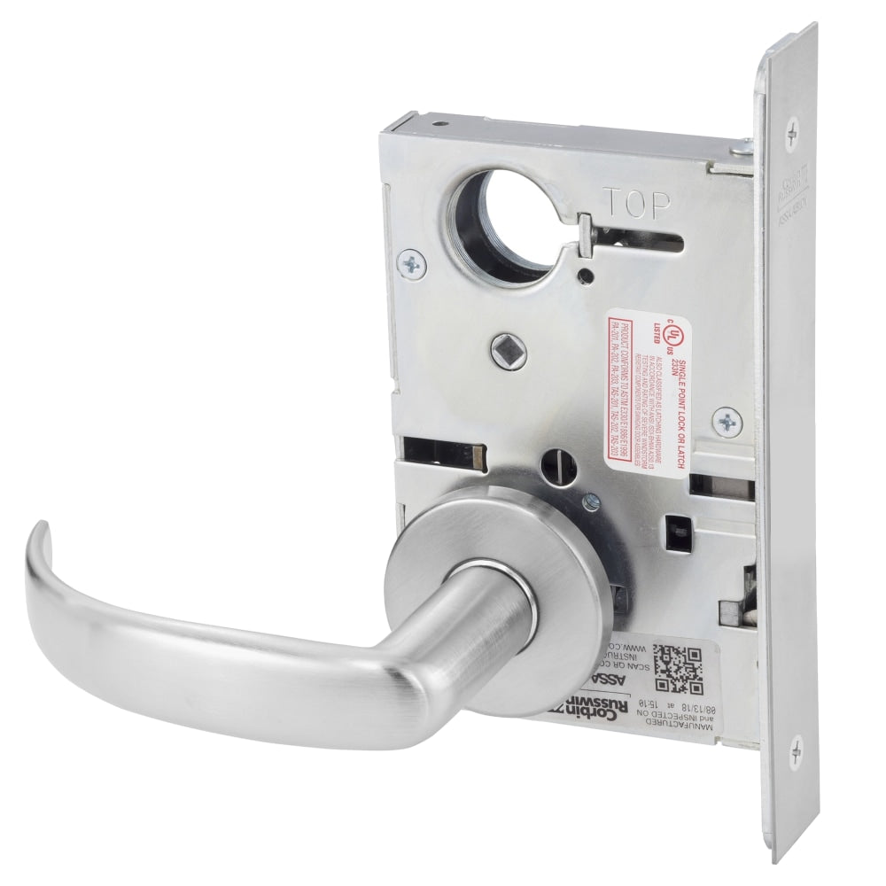Corbin Russwin ML2050-PSA-626-LC Half Dummy Mortise Lock, Princeton Lever, A Rose, Satin Chrome, Less Cylinder
