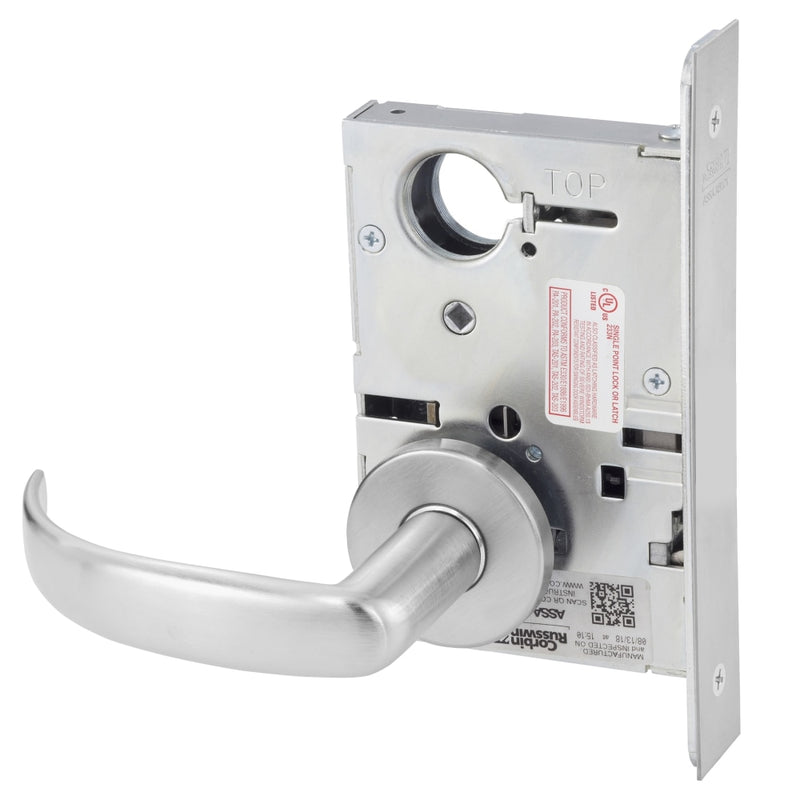 Corbin Russwin ML2050-PSA-626 Half Dummy Mortise Lock, Princeton Lever, A Rose, Satin Chrome