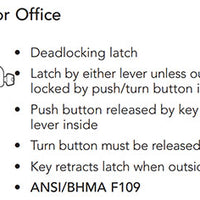 Sargent V33-10XG05-VSLL-LAKD Office Function Cylindrical Lock, Visual Indicator Trim Both Side, Green/Red, LA Keyway Keyed Random