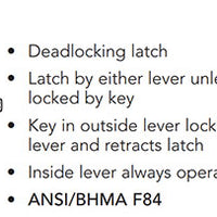 Sargent V33-10XG37-VSLL-LAKD Classroom Function Cylindrical Lock, Visual Indicator Trim Both Side, Green/Red, LA Keyway Keyed Random