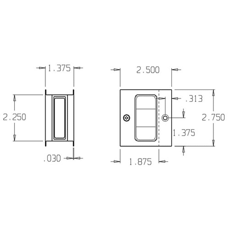 Don Jo PDL 100 626 Pocket Door Locks Pocket Door passage drawing