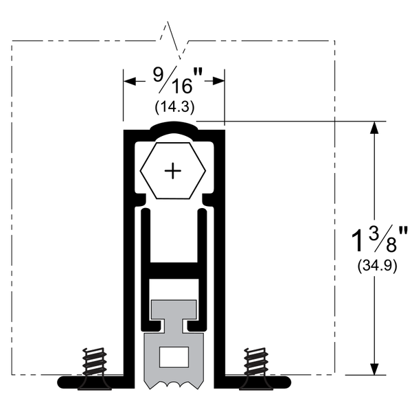 Pemko 411ARL Automatic Door Bottom dimensions