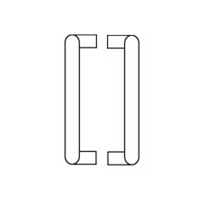 Rockwood BF157A-BTB-US28/628, 90 Degree Offset Pair Of Door Pulls [2], 9" CTC, 1" Dia, 10" Overall, 3 1/2" Projection, Clear Anodized Aluminum Finish
