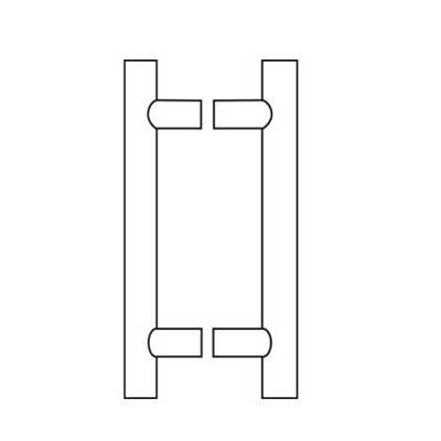 Rockwood RM3301-BTB MegaTek Straight Door Pulls FBPC, [2] Post 36" CTC-48" O.A. Length, Square Ends, Back To Back Mounting, Flat Black Powder Coated