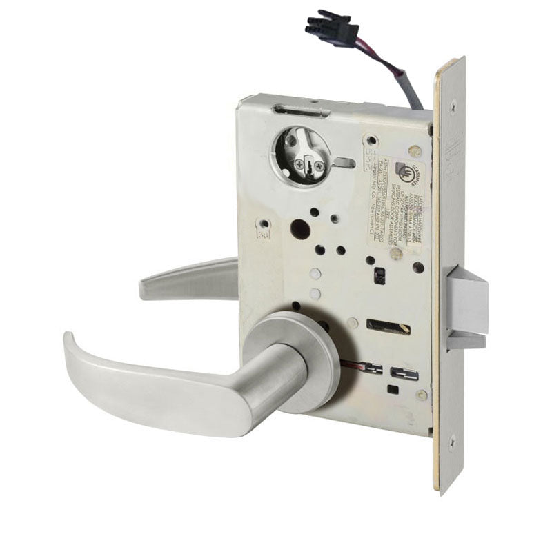 Sargent RX-LC-8237-24V-LNP Classroom 24V Electrified Mortise Lock, LN Rose, P Lever, RX Switch, Less Cylinder