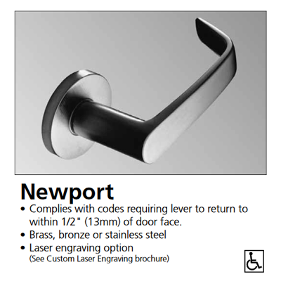 Newport Lever - Corbin Russwin ML2051 Mortise Lever Lock set Entrance or Office Function