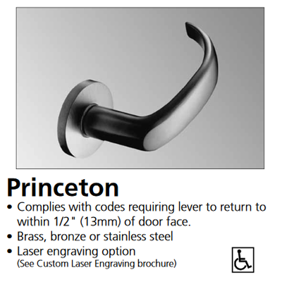 Princeton Lever - Corbin Russwin ML2051 Mortise Lever Lock set Entrance or Office Function