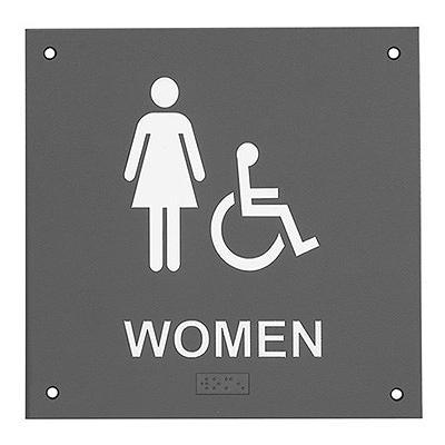 Rockwood BF688-Black ADA Womens Restroom Signage with Braille